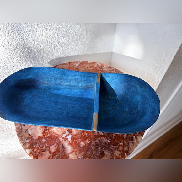 Anthropologie Blue and Gold Decorative Wooden Tray - Picture 2 of 5